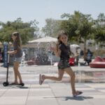 kids at the fountain